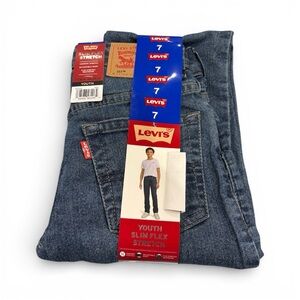 Levi's Slim Flex Stretch Straight Youth Jeans in Denim Medium Blue Wash, Size 7